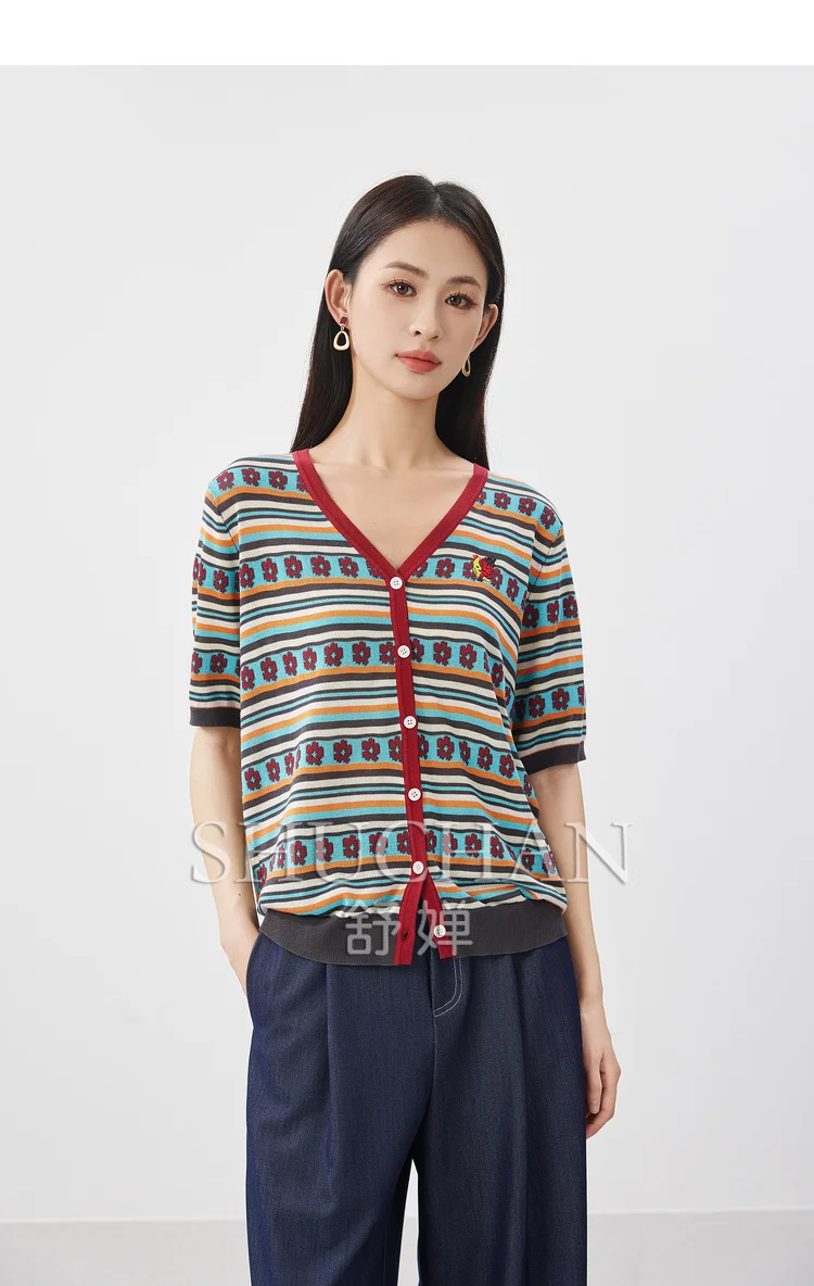 Indie Folk 2024 summer new high quality sweaters for women  casacos femininos inverno  lyocell  cropped cardigan