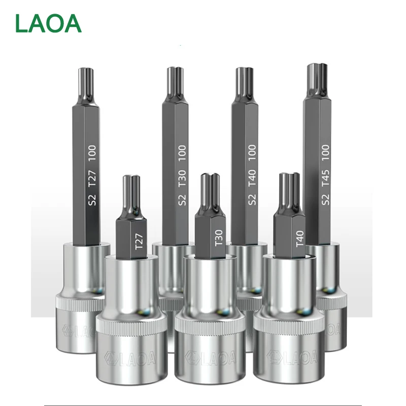 Laoa 1/2 chave dafei alongada chave de fenda cabeça de soquete interface quadrada soquete hexágono padrão T20-T55