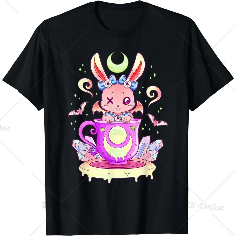 

Creepy Bunny Bat Teacup Graphic Tee Kawaii Pastel Soft Cotton T-Shirt