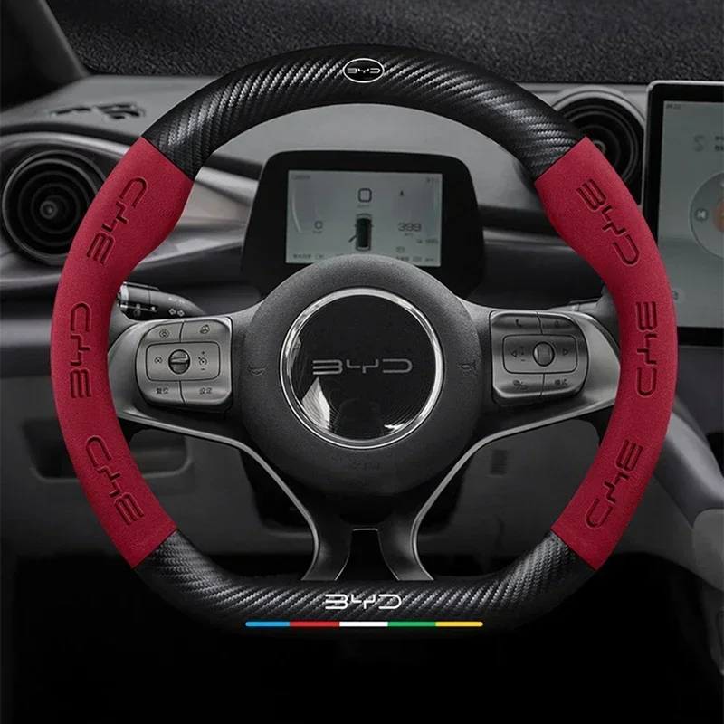 BYD Atto 3 EV Yuan Plus Leather Sport D Shape Car Steering Wheel Cover Auto Accessories for BYD Song Plus Dolphin Seal Tang Han