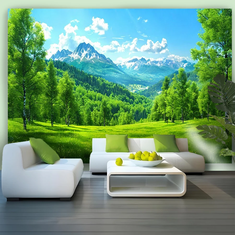 1PC Digital Print Tapestry Wall Hanging, Snowy Mountain Forest Winter Landscape, Alpine Nature Scenery Wall Art Home Decor