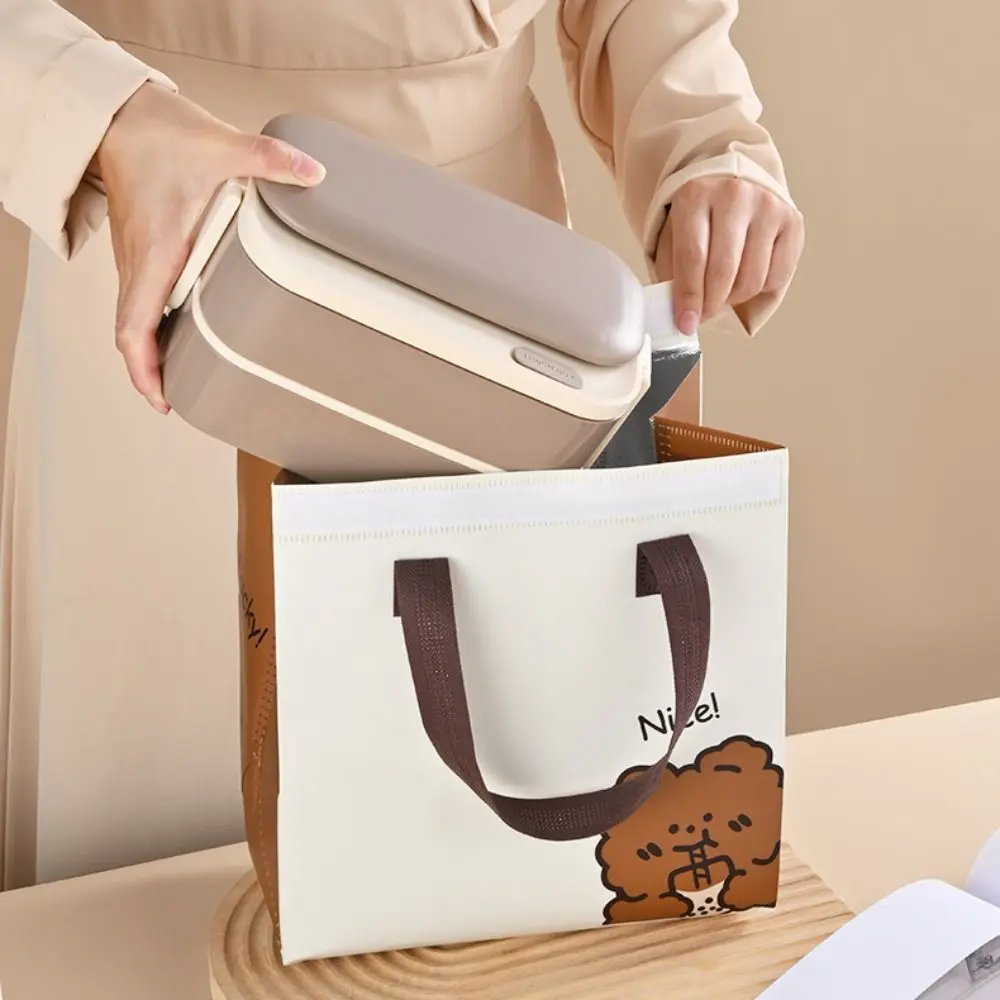 

2 Layer 304 Stainless Steel Lunch Box Divided with Tableware and Storage Bag Food Container Rectangular Microwavable Picnic Box