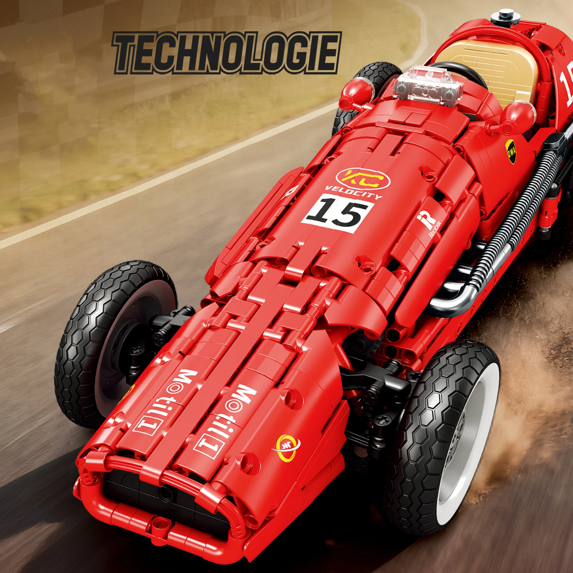 1809 stücke Retro Formel 500 Racing Auto Bausteine 1:8 Technische Rot Sport Racing Auto Modell Ziegel Spielzeug für Kinder Erwachsene geschenke