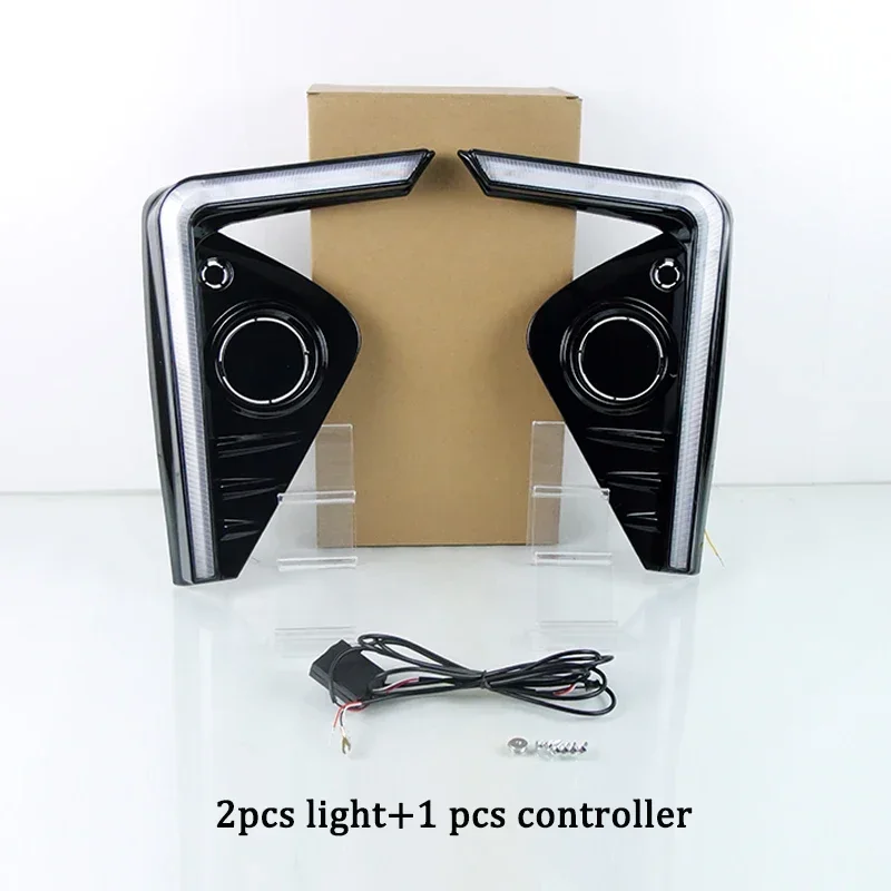 Luces diurnas LED DRL de 12V para Toyota Perodua Ativa 2020-2023 faros de señal de giro amarillos luces de circulación diurna LED