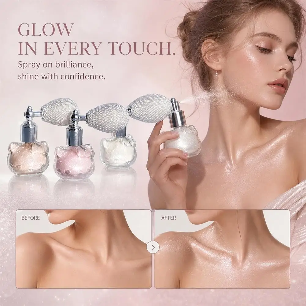 MGL High Gloss Shiny Airbag Powder Spray - Facial Neck Bone Brightening Eye Shadow Body Shining Crystal Fine for Makeup And Beau