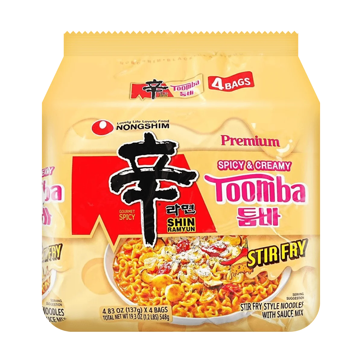 NONGSHIM Shin Ramyun, Toomba-Picante, Cremoso Stir Fry, Macarrão Ramen Instantâneo, 4,83 oz * 5Packs * 4 Packs [Exclusivo Yami], 5Packs