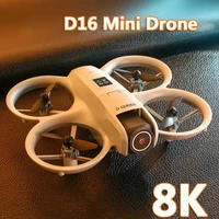 Mini Dron D16 8K HD-VR con Doble Cámara 180 ° Dron con Motor de Flujo Óptico ESC, Evitación de Obstáculos, Control Remoto, Quadcopter Universal