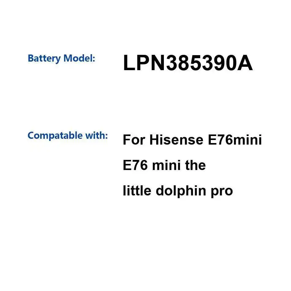 

Надежный источник питания 3900 мАч, долговечная работа для мини-аккумулятора мобильного телефона Hisense E76 LPN385390A