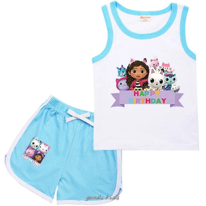 T-Shirt Kids Vest Tops Shorts Pak Gabby 'S Poppenhuis Peuter Meisjes Outfits Baby Jongens Zomer Sportpakken Kinderen Sets 2 Stuks