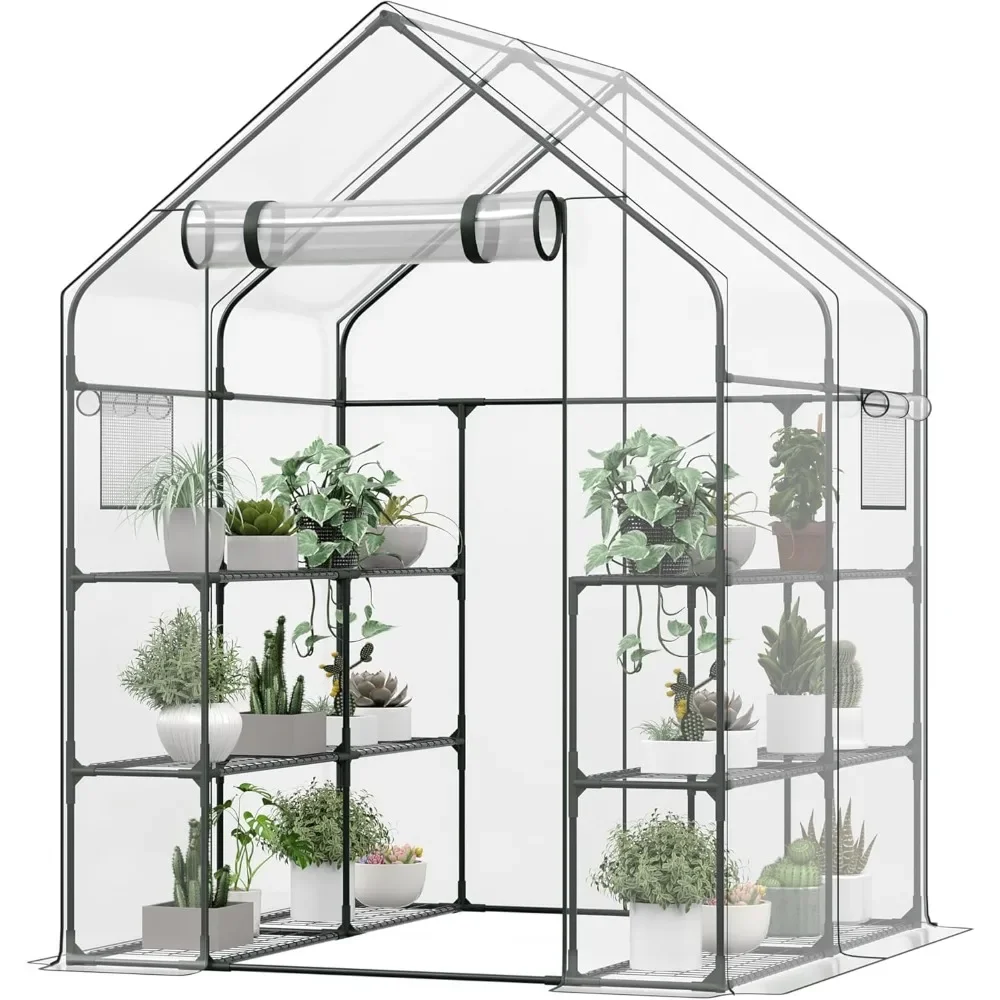 Walk in Greenhouse, 56x56x77 Waterproof Green Houses for Outside, Portable Greenhouses for Outdoors with Roll-Up Zipper