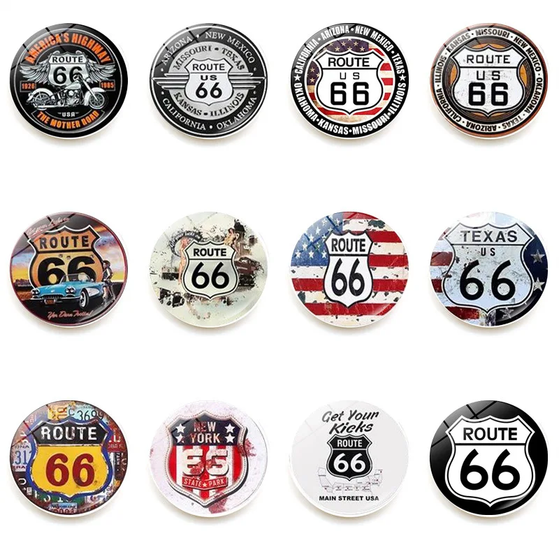 United States Route 66 Fridge Magnets Diameter 25mm Glass Fridge Stickers Message Board Magnetic Stickers Wedding Gifts