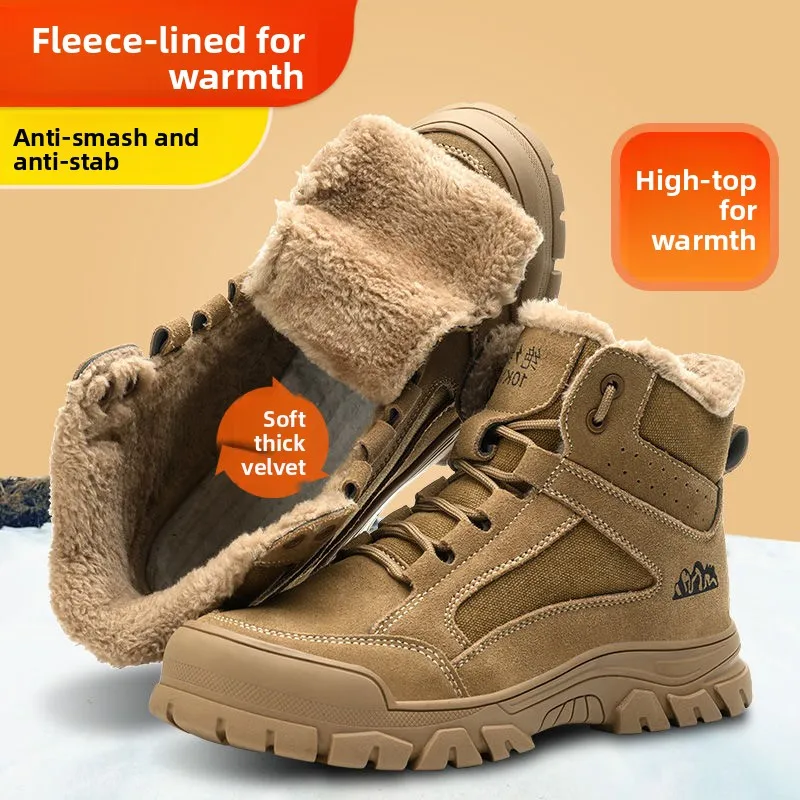Safety Boots for Men Woman Winter Steel Toe Boots Thickened Warm Woman Sneakers Anti-smashing Work Shoes Men Protective 36-46