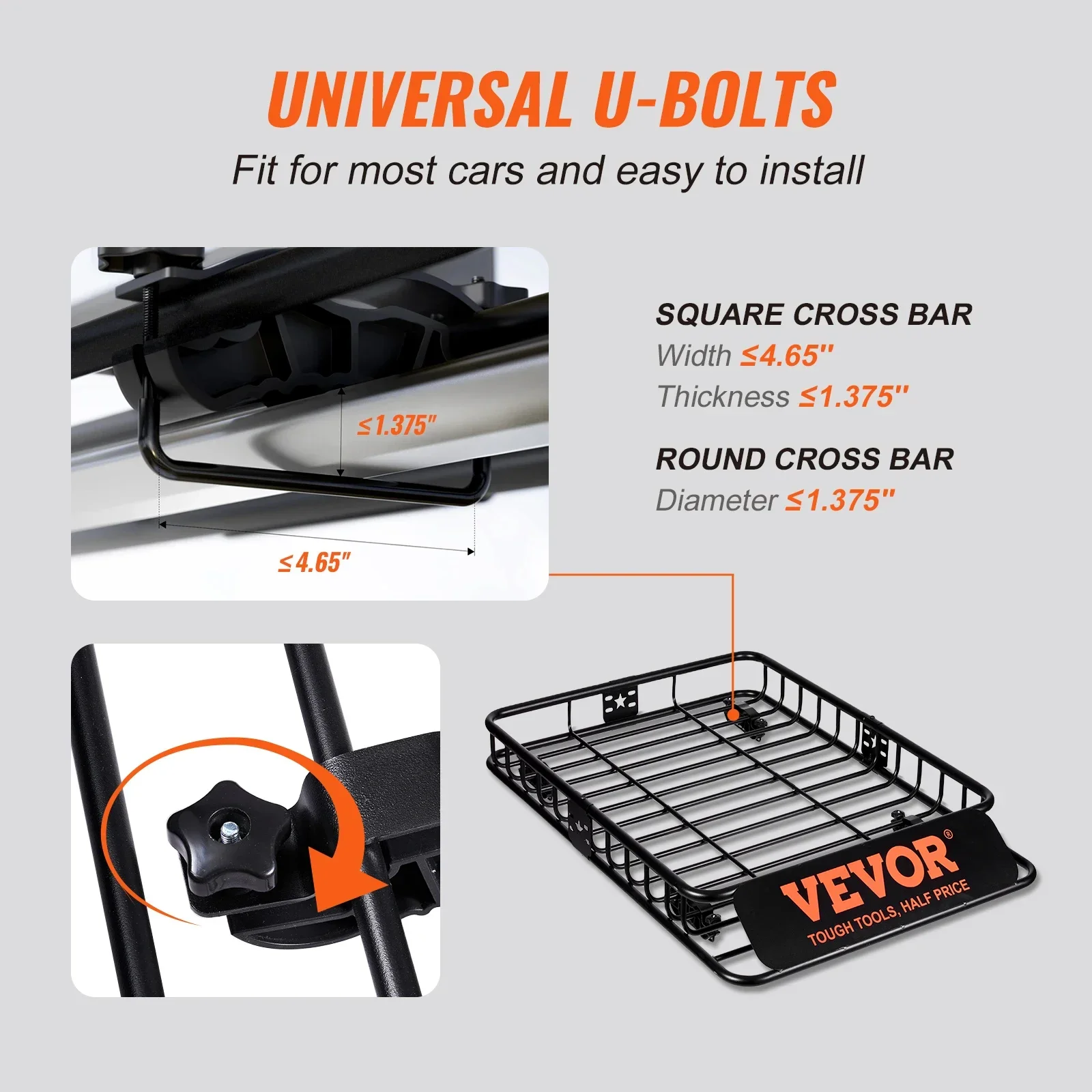 

ez Roof Rack Cargo Basket 46"x36"x4.5" / 51"x36"x5" Rooftop Cargo Carrier Heavy-Duty 200 LBS Capacity for SUV Truck Vehicle