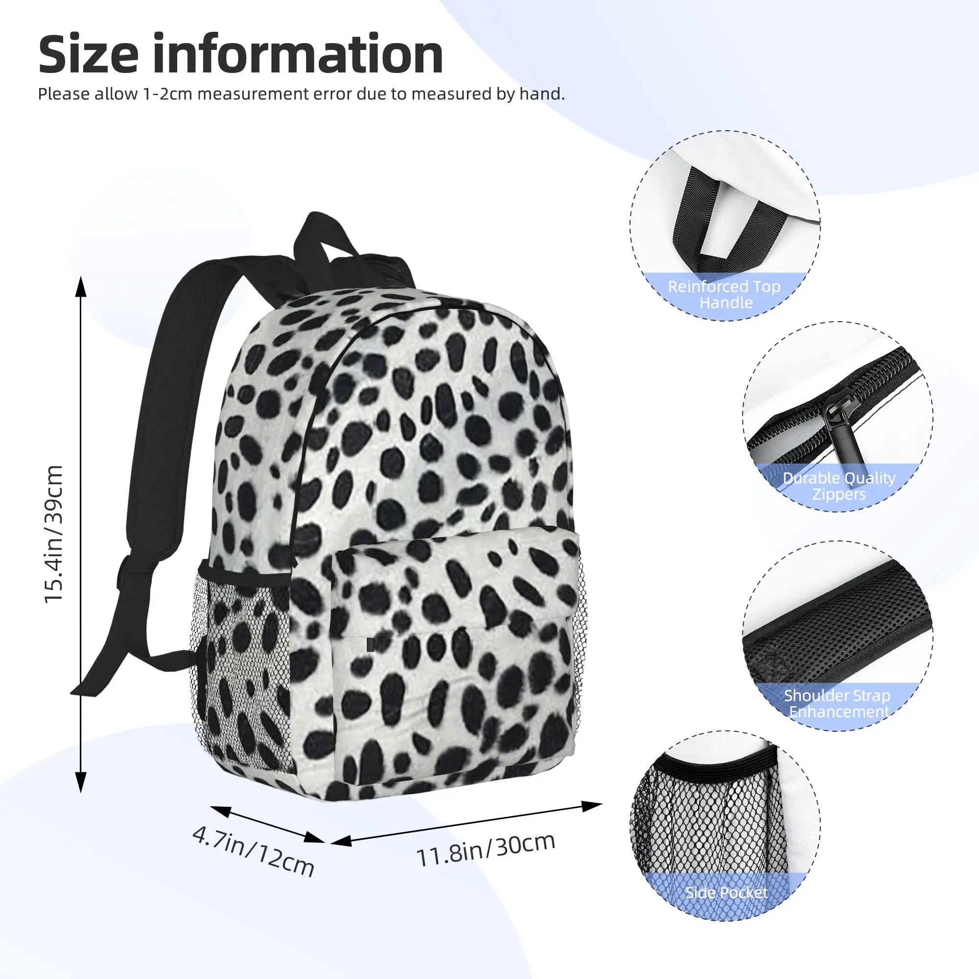 Dalmatian Dog Texture Backpack Hot Sale Daypack Large Capacity Boys Girls BookBag Shoulder Bags for Men Women School Bag