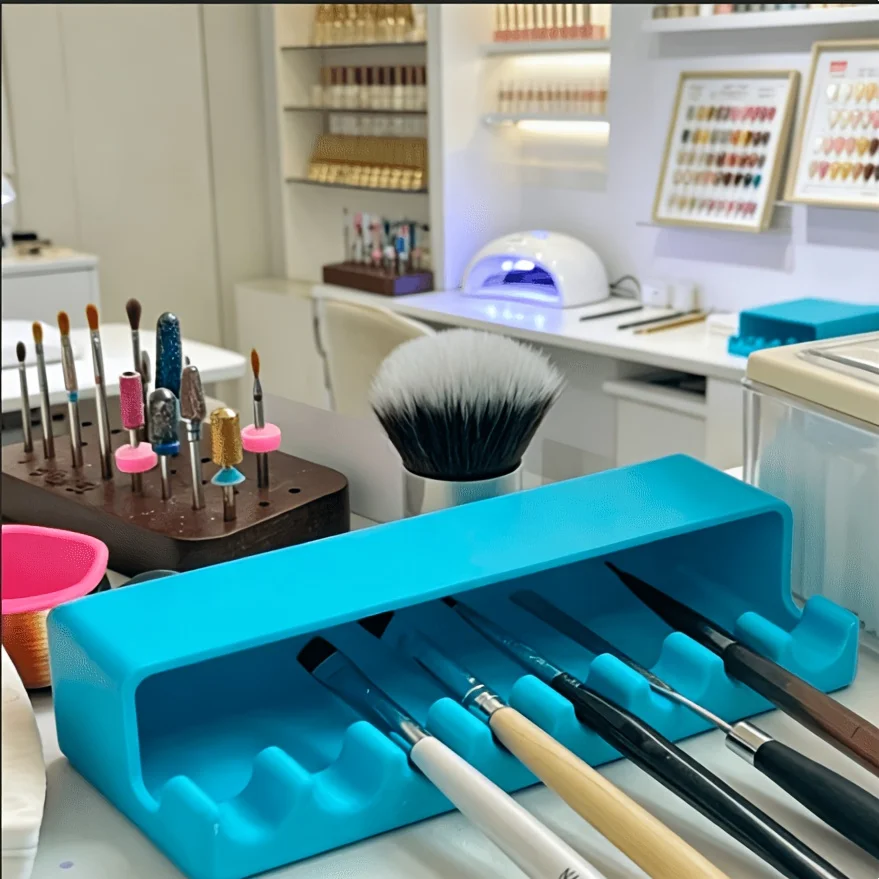 3D Printed for Nail Brush Holder , Multi-Functional Manicure and Makeup Paint Brush Storage Rack, Universal Desk Organizer