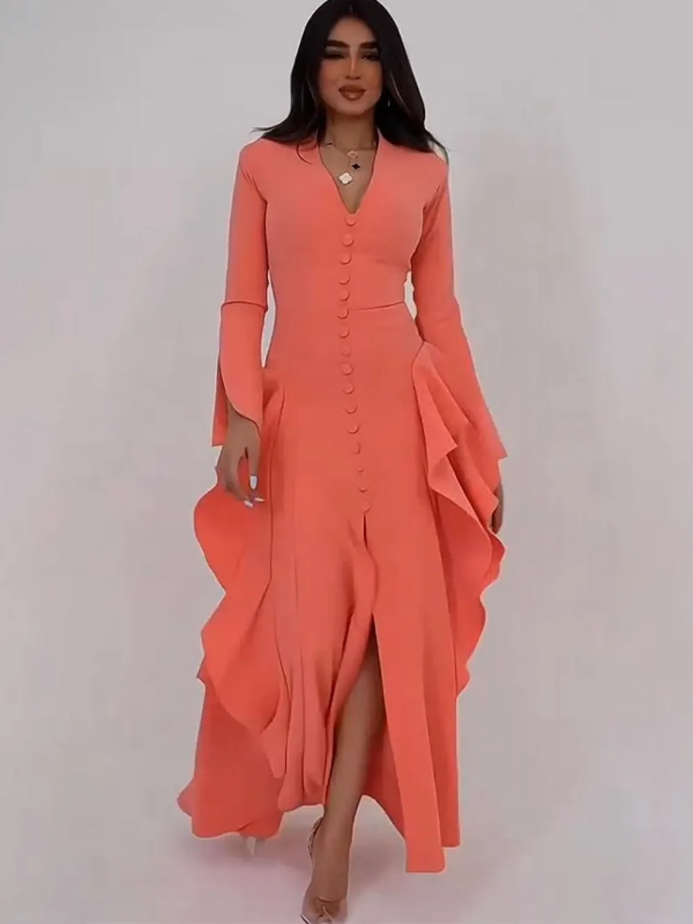 

Eid Women Dress Muslim Abaya Ruffle Hem Vestidos Largos Party Caftan Jalabiya Ramadan Long Dresses Dubai Arab Long Robe 2025