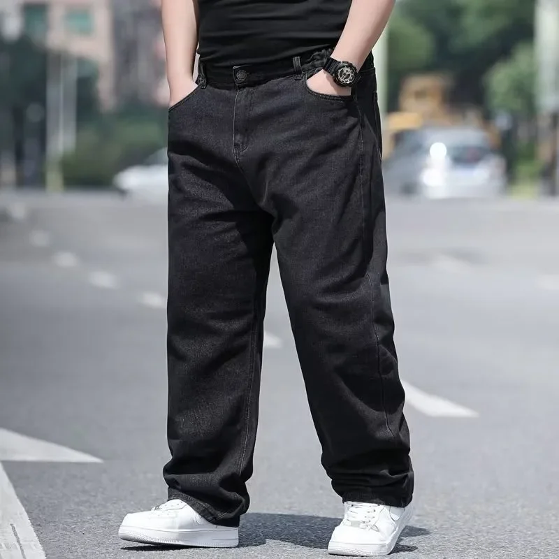 Plus Size Straight-Leg Loose-Fit Men's Jeans Extra Large Wide Leg Plus Size Pants For Overweight People Casual Work Trousers