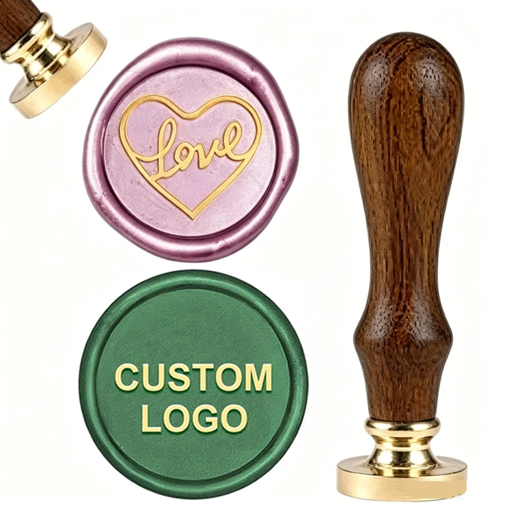 Custom Brass Stamp Wedding Initials Stamp Customize Your Own Logo Stamp Wax Seal Stamp 25/30/40/50mm Head For Wedding Card Decor