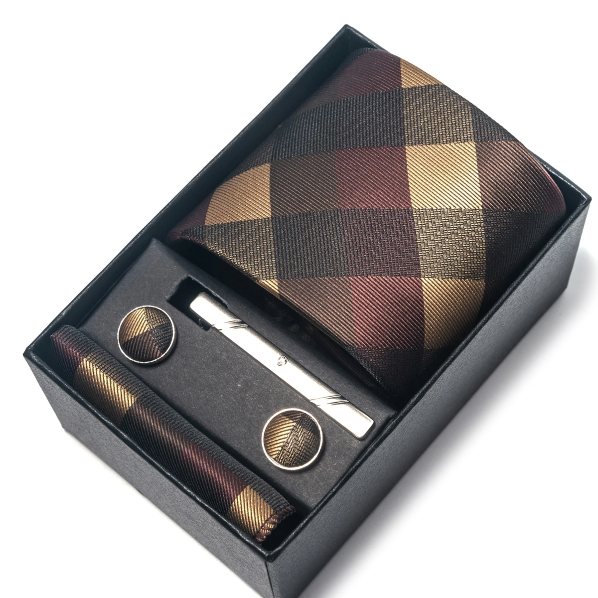 Krawat jedwabny mężczyźni Brand New Style prezent do zawiązania ślubny zestaw kieszonkowe kwadratowe serwetki pudełko na krawaty czarny garnitur akcesoria męskie