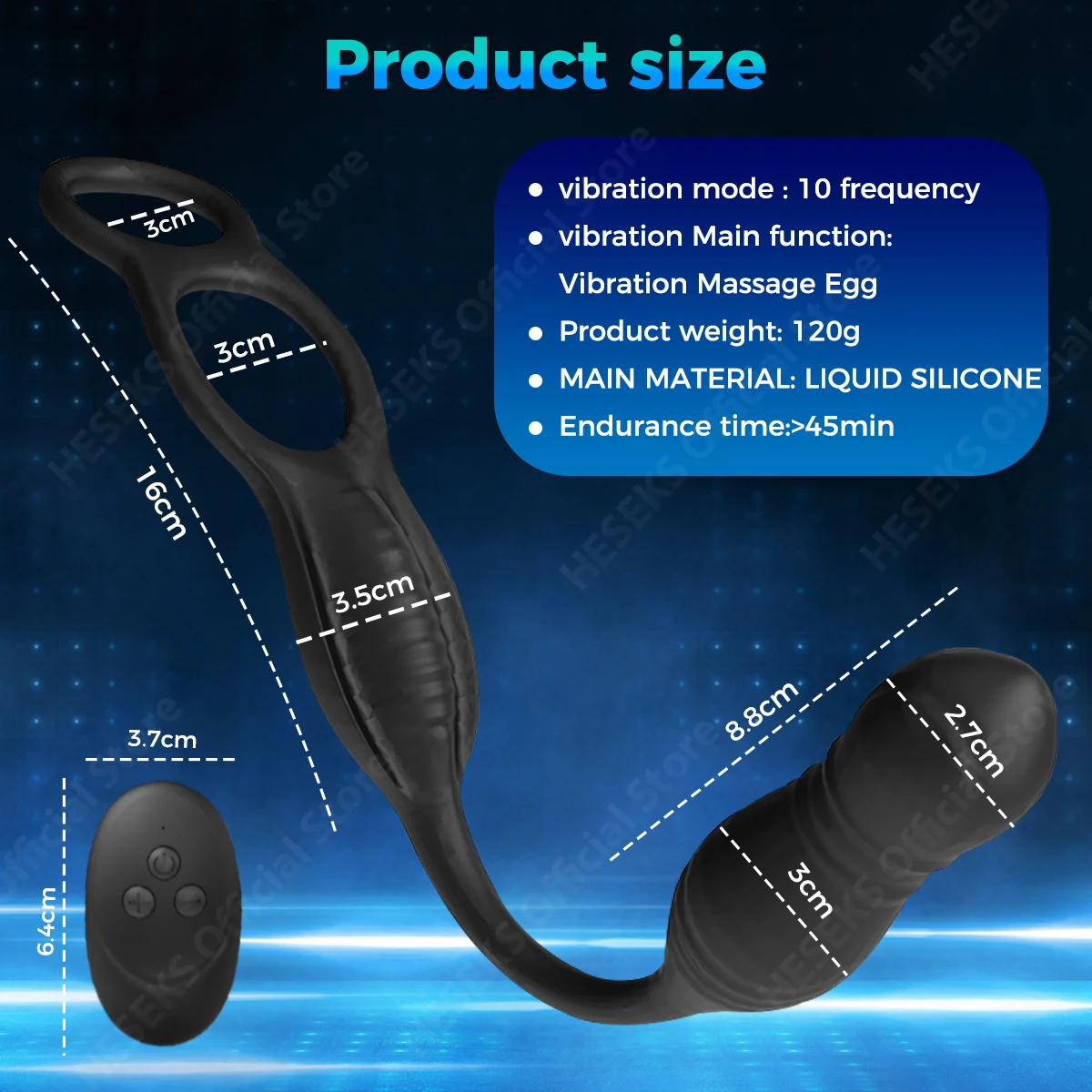 HESEKS Telescopic Anal Vibrator Male Prostate Massager With Delay Ejaculation Penis Ring Thrusting Butt plug Sex Toys for Men