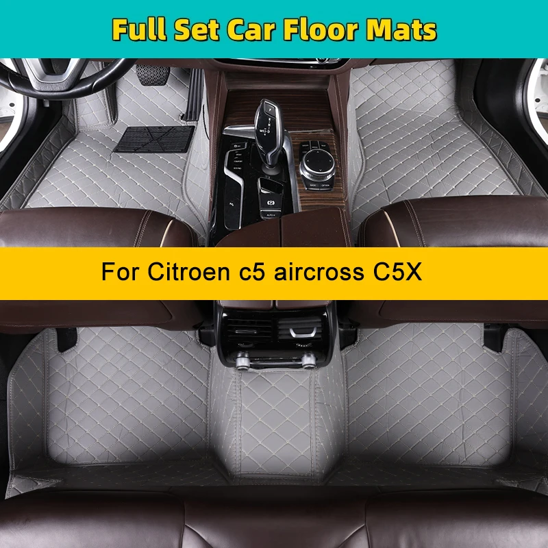 

Custom Car Floor Mats For Citroen C5 Aircross C5X Auto Carpets Foot Coche Accessorie Leather Floor Mats for Cars