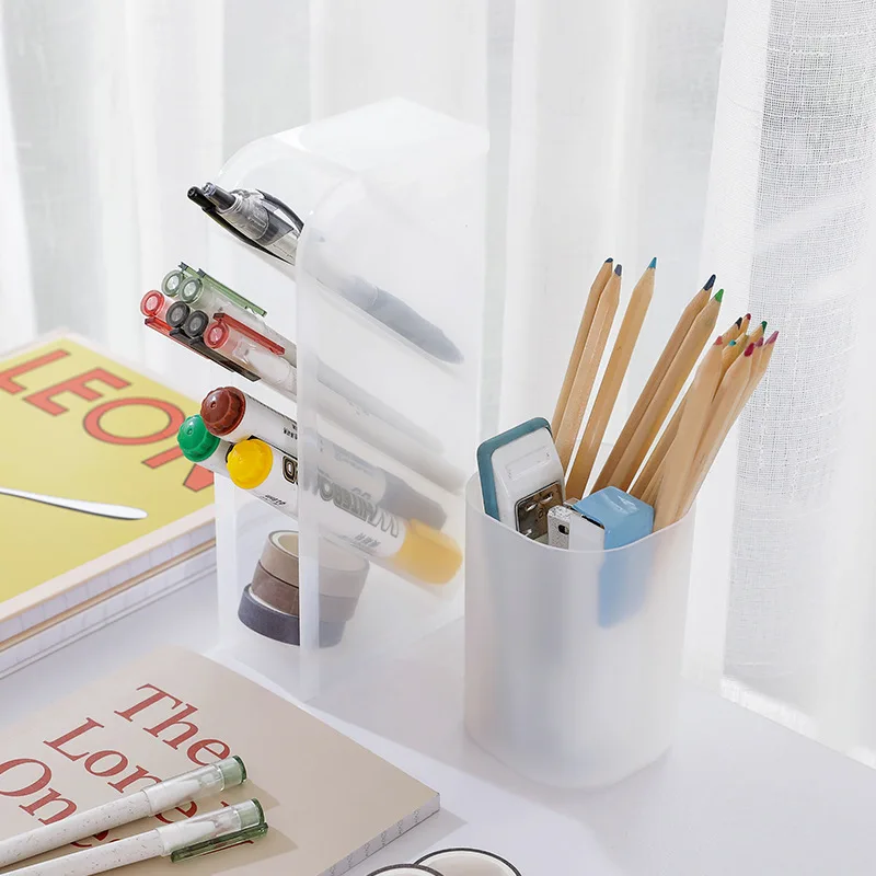 Creative Multifunctional 4 Grid Desktop Organizer Pen Holder Makeup Storage Box School Office Accessories Stationery