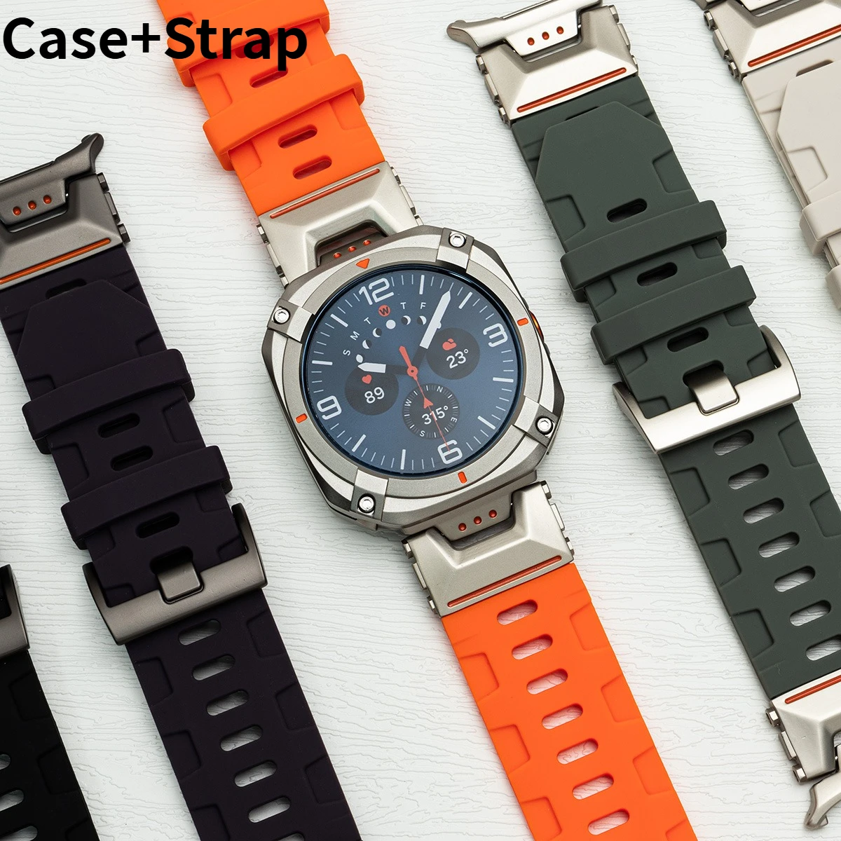 

Silicone Strap Metal Case for Samsung Galaxy Watch Ultra 47mm Luxury Men Sport Band Galaxy Ultra2025 No Gaps Curved End Bracelet