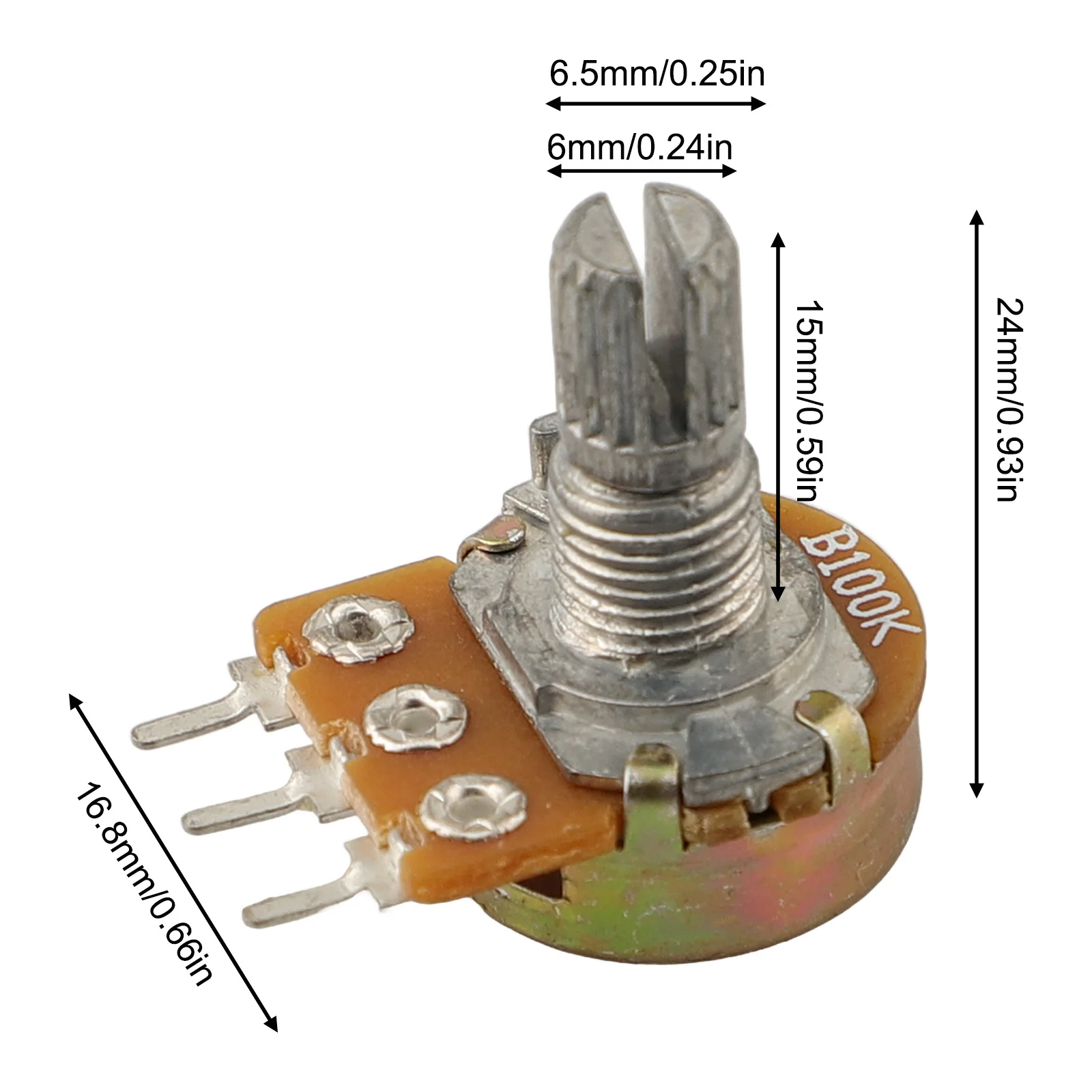 

100Pcs Rotary Potentiometer Assortment Kit For Audio Applications Electrical Instruments Shaft Length 15mm Replacement