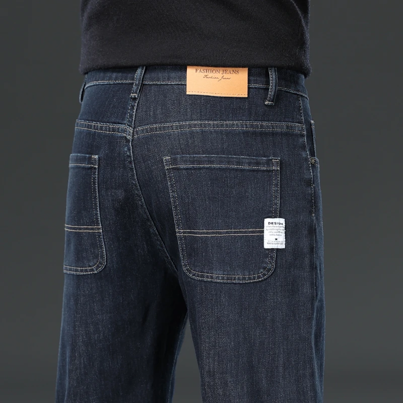

Мужские модные джинсы, высокоэластичные износостойкие брюки, деловые повседневные узкие прямые джинсовые брюки, одежда высокого качества