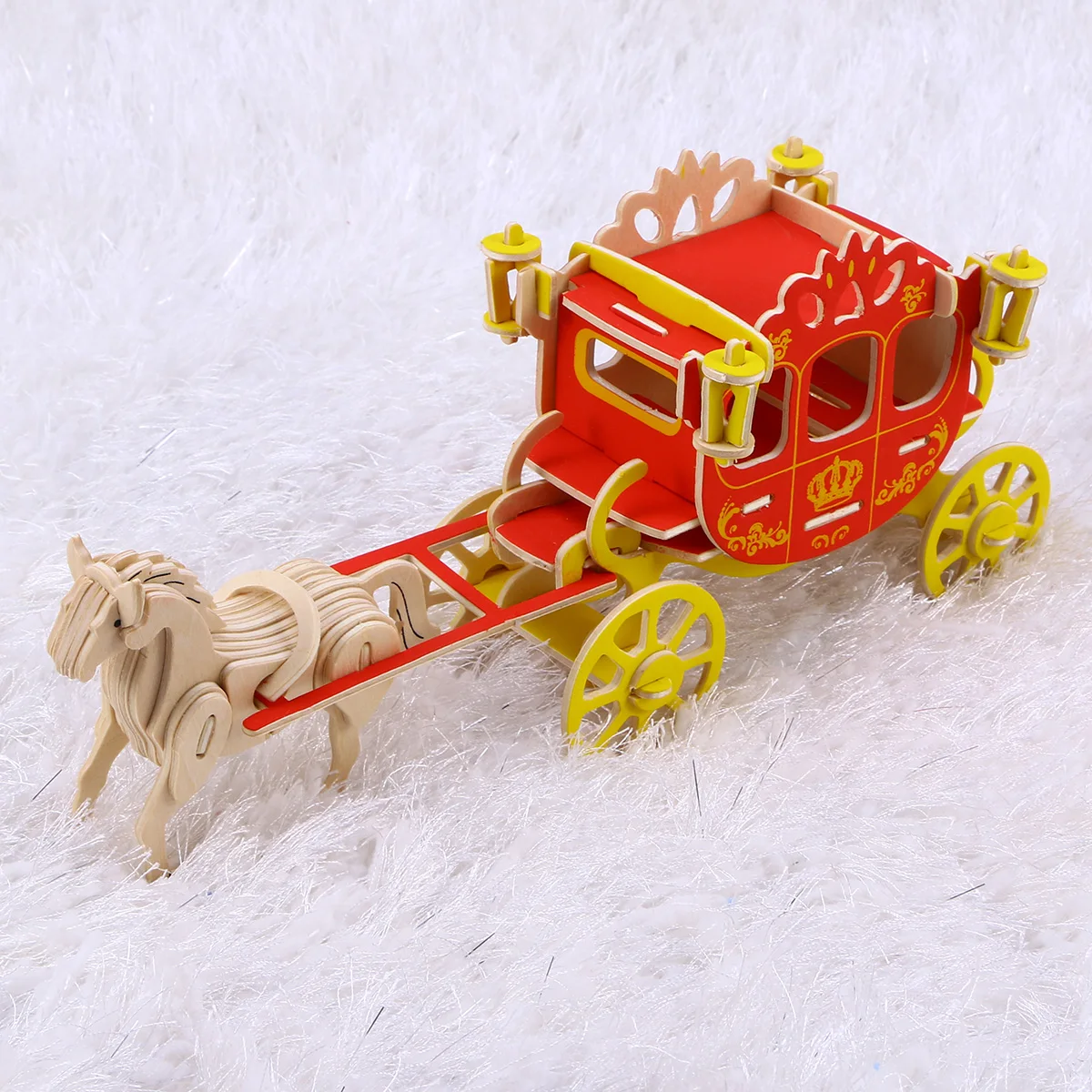 

3D Educational Wooden Royal Carriage Puzzle Kit DIY Natural Wood No Glue No Scissors for Home Decoration