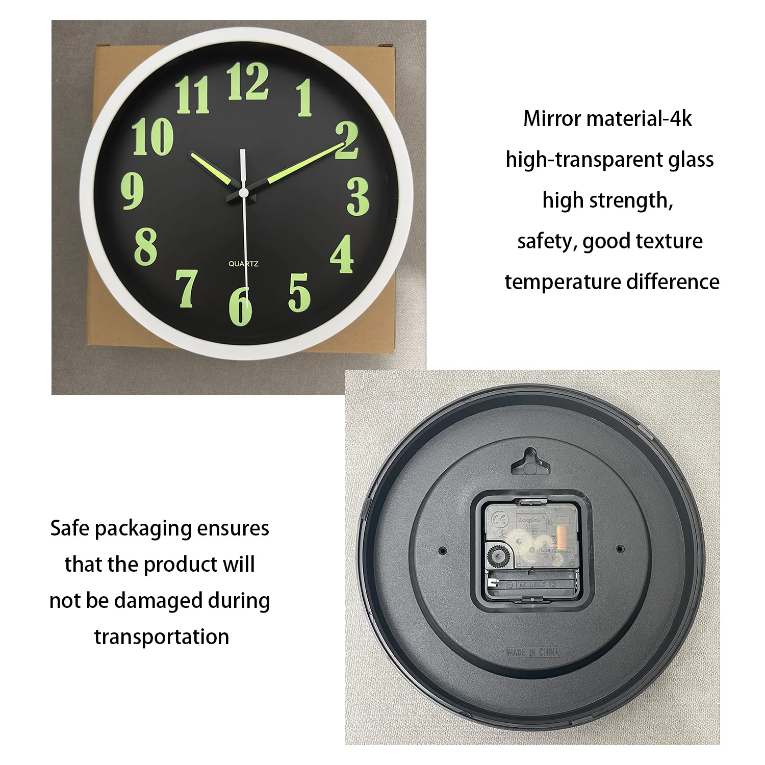 1pc 8 inch minimalist glow-in-the-dark wall clock, luminous digital hands design wall clock, home mute clock, for home decor