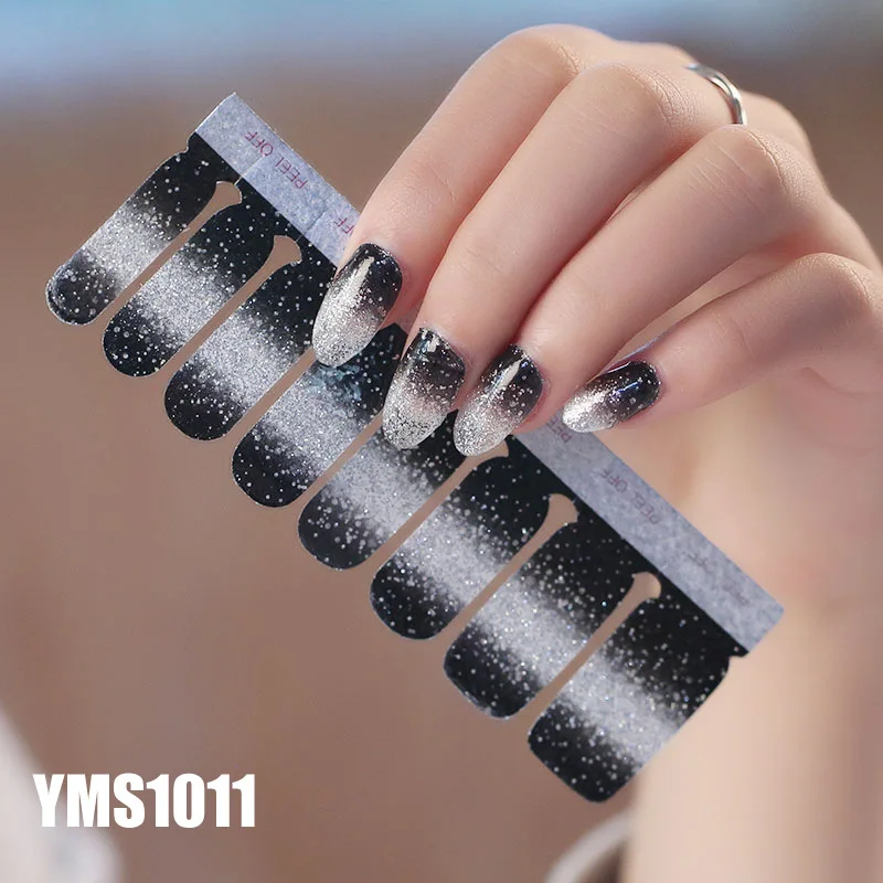 

16 Glitter Nail Stickers Gradient Color Design Nail Art Stickers Full Coverage Waterproof Nail Sticker Art