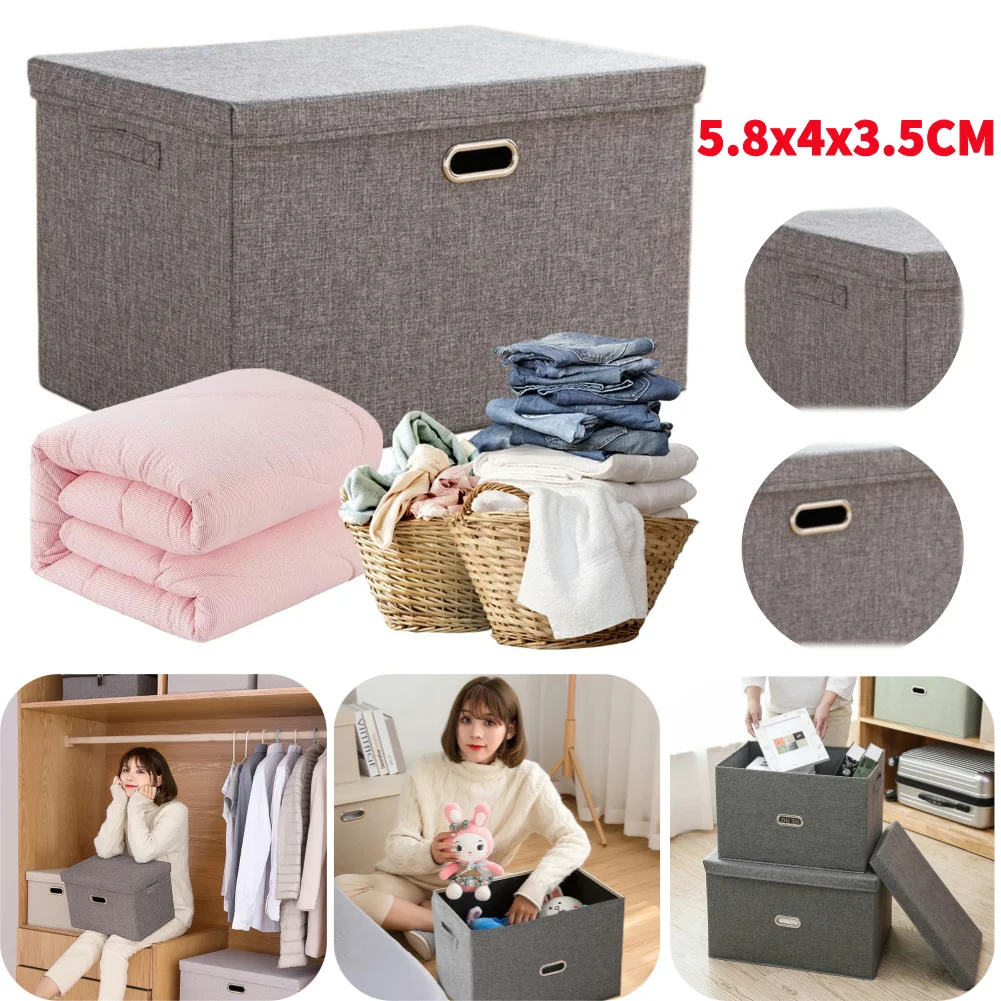 

Folding Storage Box Conjoined Lid Organiser Large Capacity Flip Lid Clothes Sundries Organizer Household Wardrobe Storage Boxes