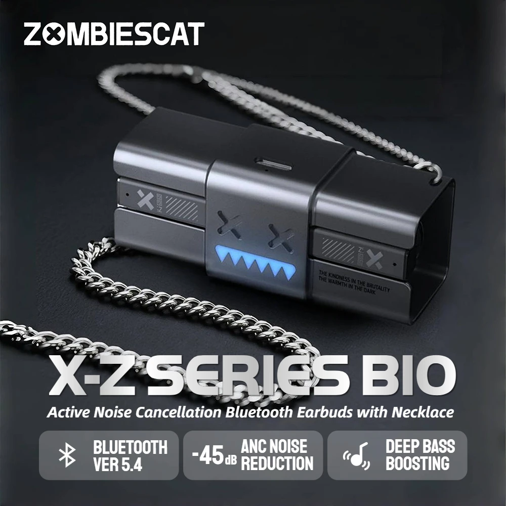 Zombiescat B10 -45dB ANC Auricolari Collana Design Auricolare Bluetooth 5.4 Boost Cuffie per bassi profondi con cancellazione attiva del rumore