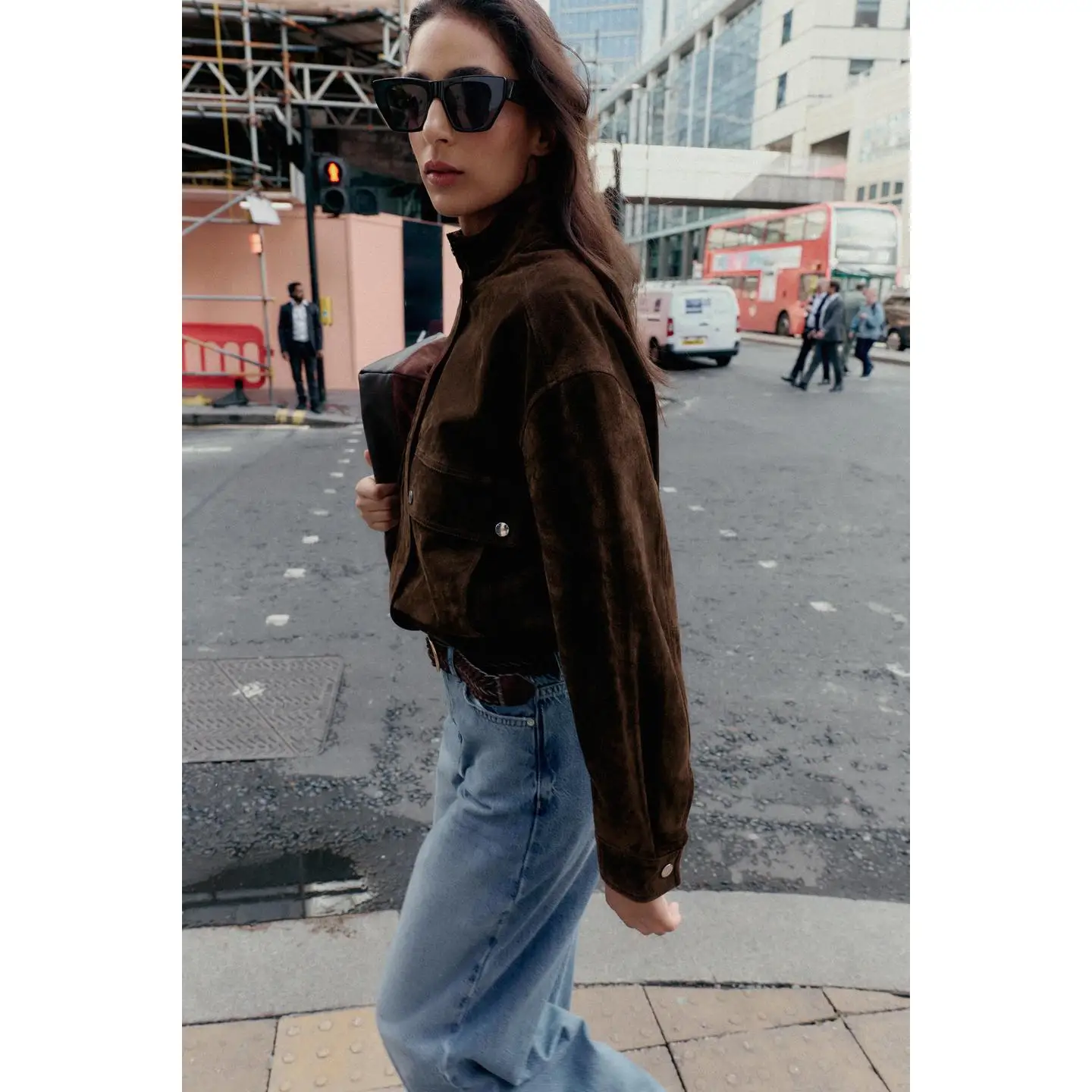 الخريف الطيار Jaet سستة إغلاق كيت عكس معطف جلد الغزال عادي رقيقة 2025 الموسمية المرأة Faion