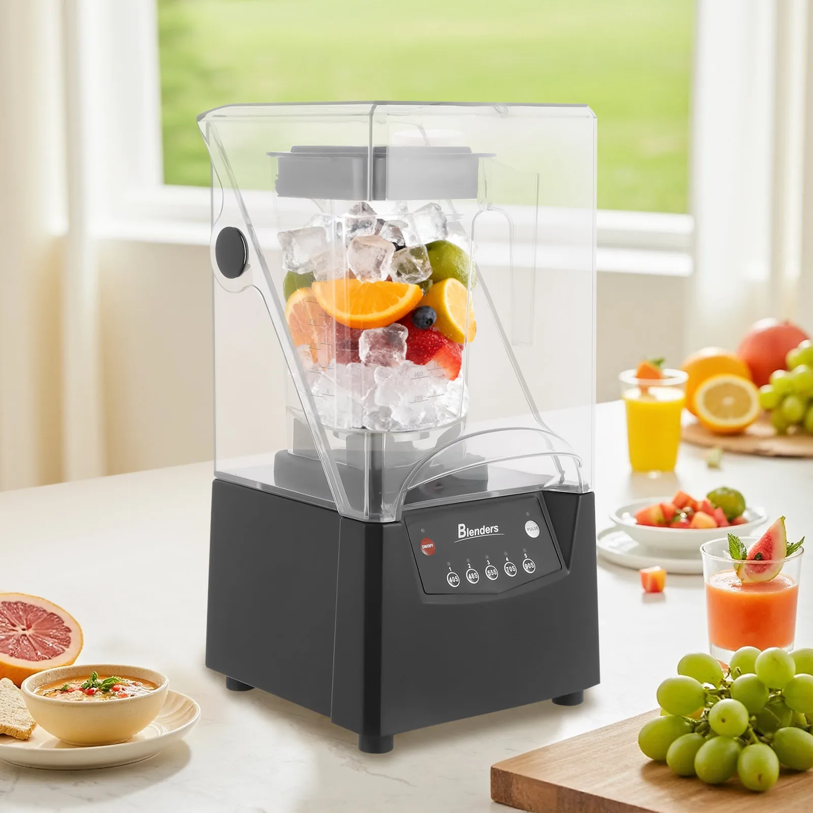 Soundproof Smoothie Machine, 2600W 0.48Gal Large Capacity 5-Time Setting for Making Smoothie Drink Juice Milkshake