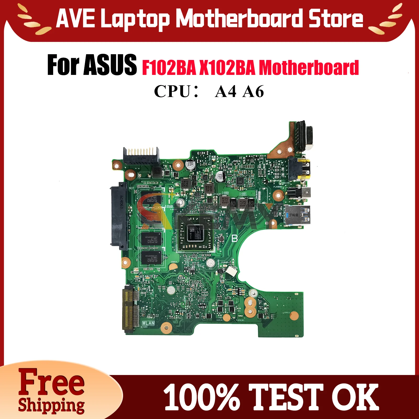 

Материнская плата для ноутбука X102BA для ASUS VivoBook X102B F102BA X102BA, материнская плата для ноутбука с процессором A4 A6, 100% тестирование, ОК, быстрая доставка