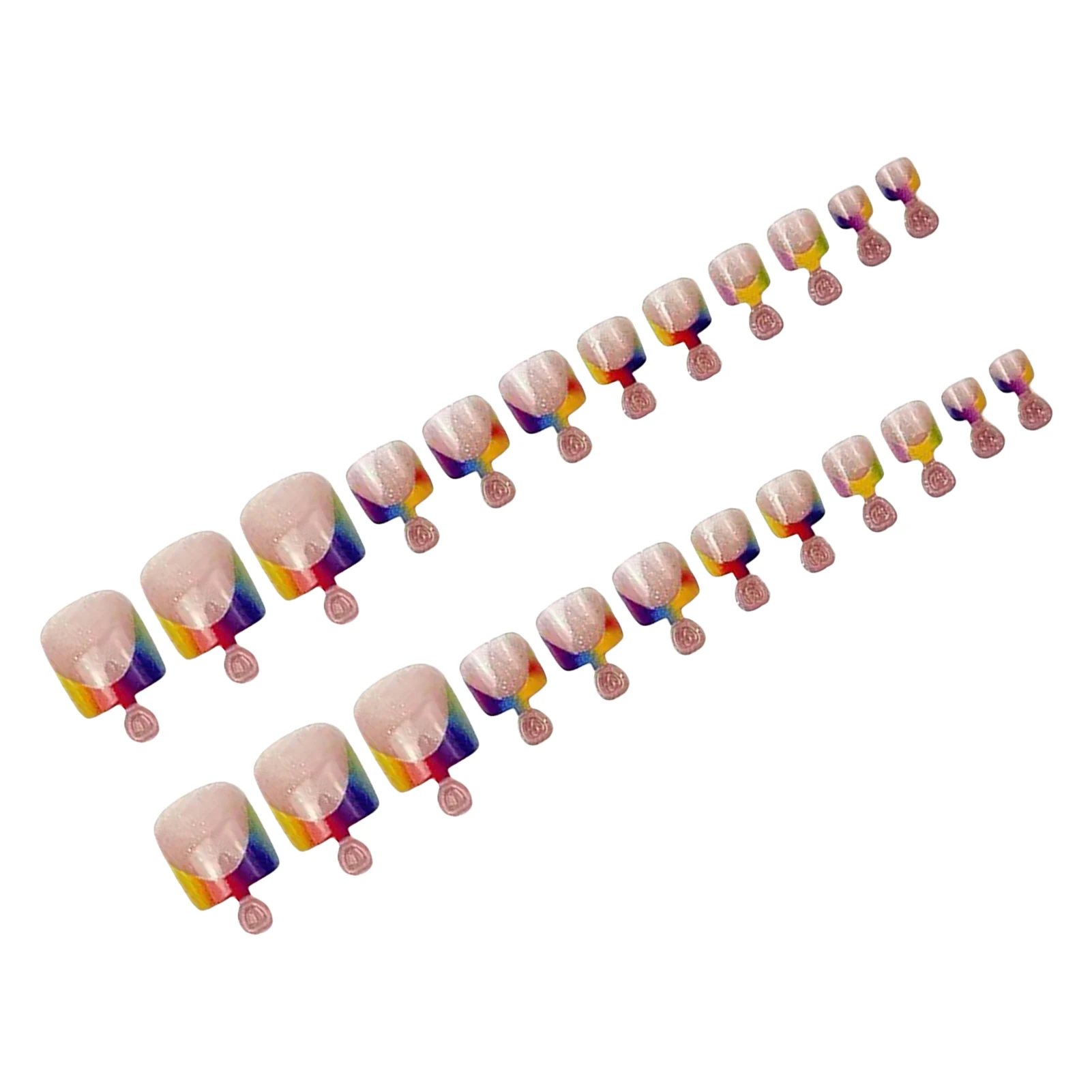 24 قطعة لون عاري أظافر وهمية الصيف الملونة الفرنسية تلميح اضغط على تو الأظافر لامعة الترتر تصاميم غطاء كامل الأظافر كاذبة #5