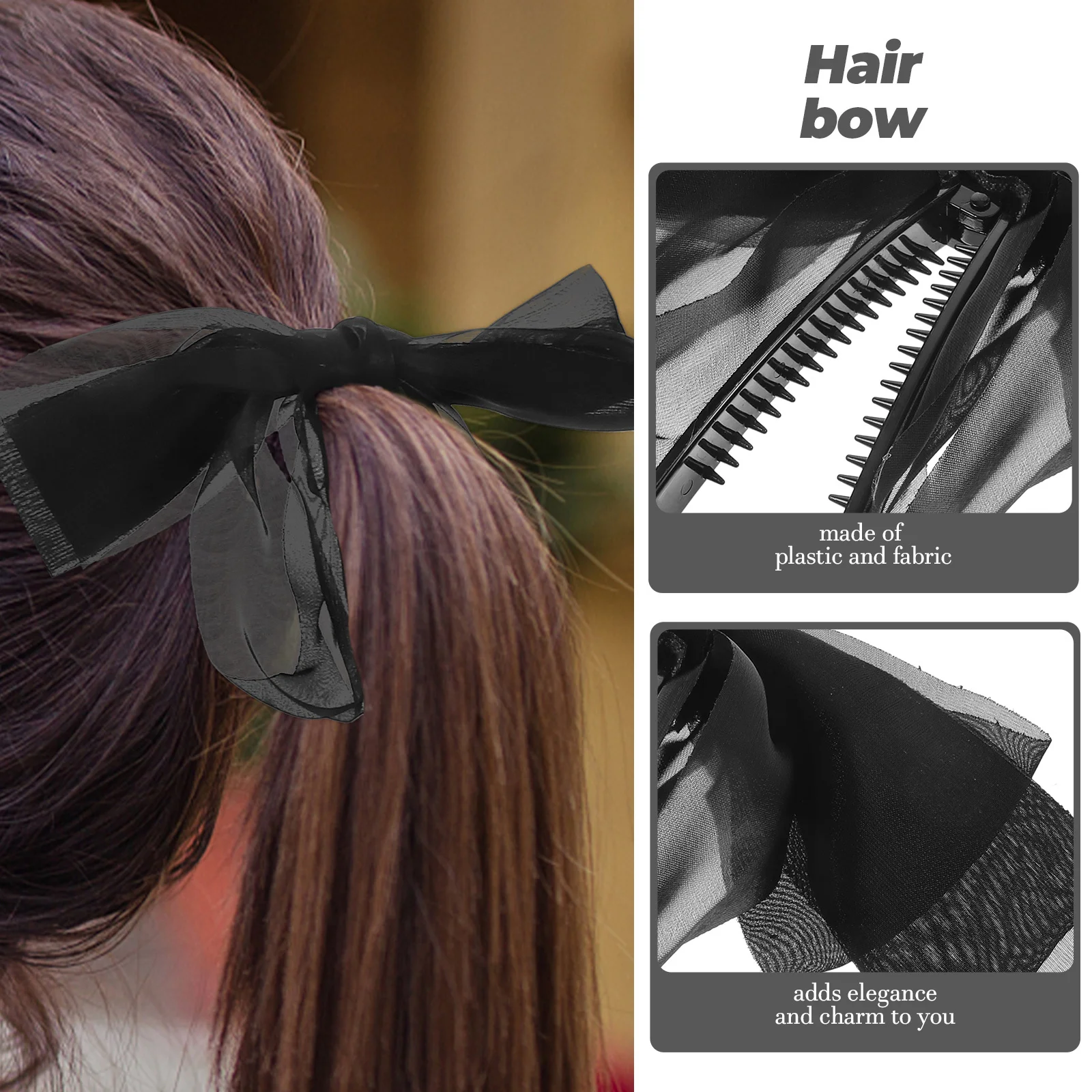 

4 Pcs Banana Ribbon Hair Clip Bow Clips Women Issue Card Accessory Woman Miss Large