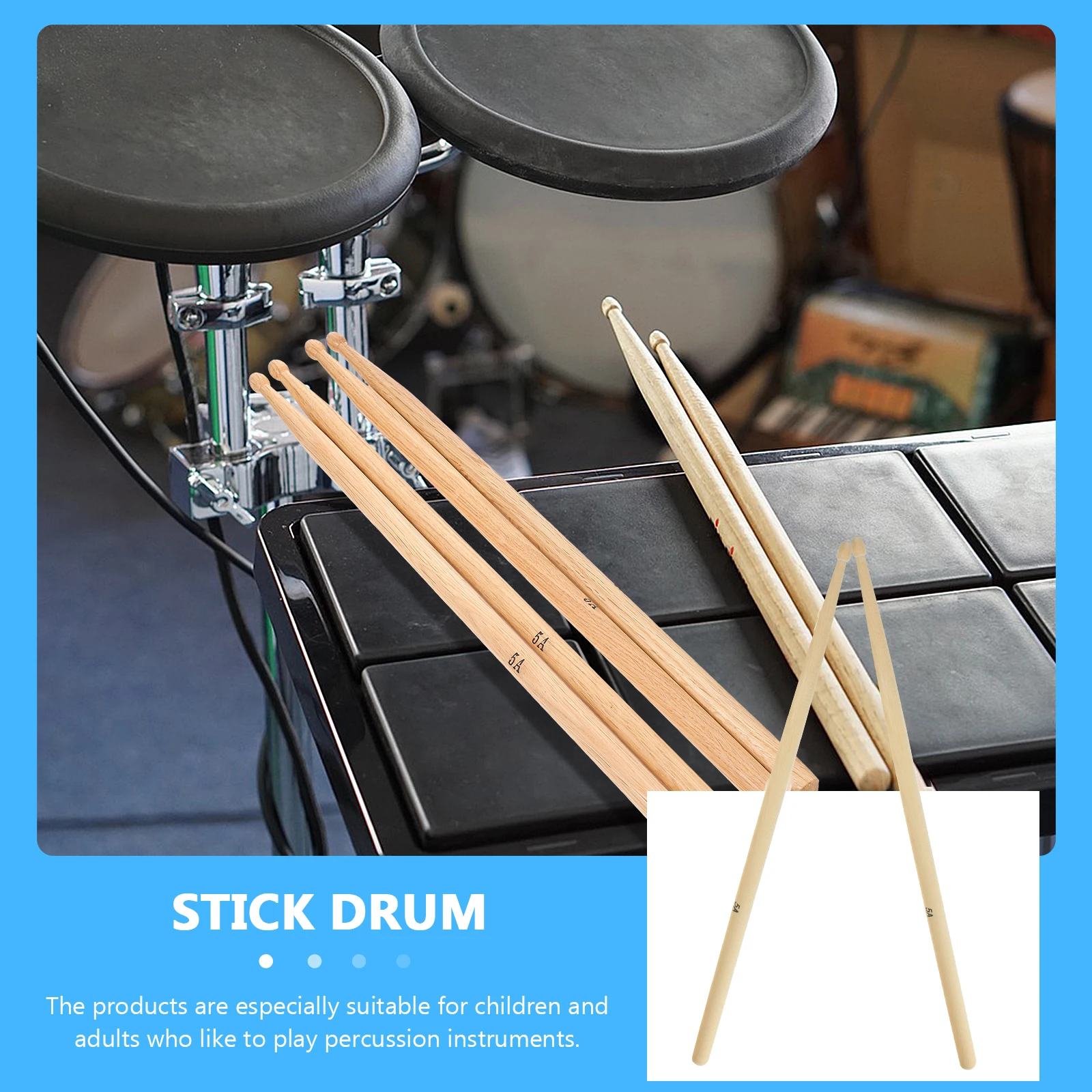 

5pcs Maple Wood Drumsticks for Kids Adults Professional Percussion 5A Lightweight Drum Accessories Hard Jazz
