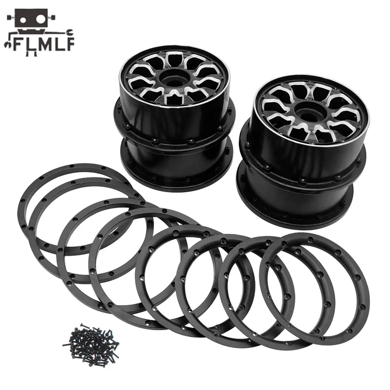 Rc Car Metal Wheel Hubs with Beadlocks Ring Set for 1/5 HPI ROFUN BAHA ROVAN KM BAJA 5B 5T Truck Parts