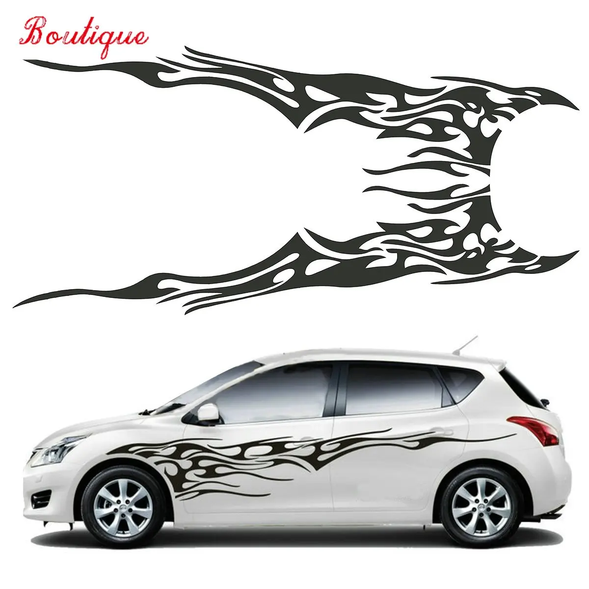 Car supplies double General Motors side body Vinyl Sticker flame large graphic decal DIY decoration 15cm-3.4cm and 60cm13.6cm