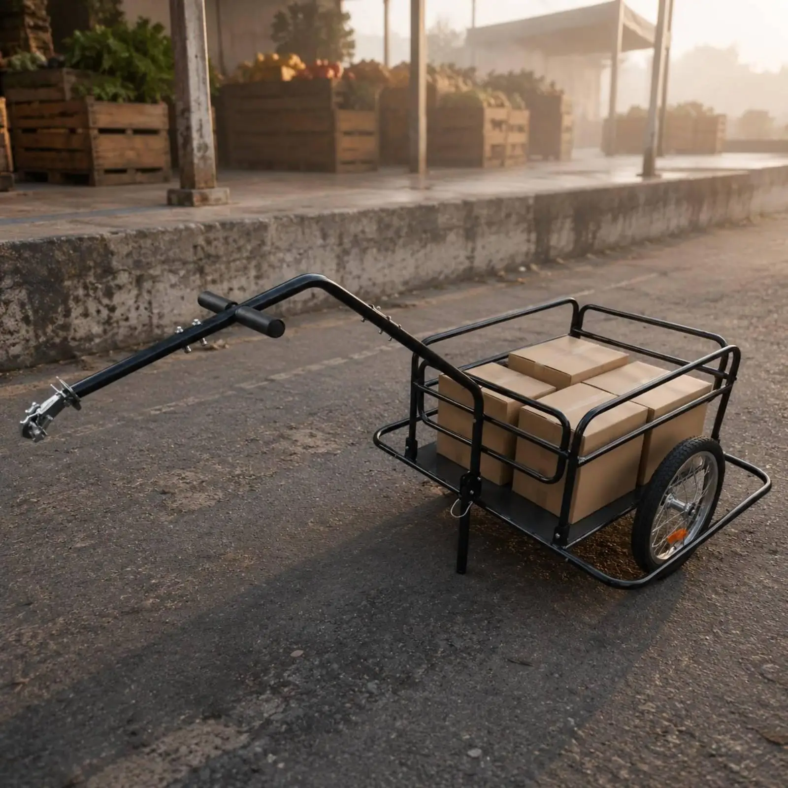 Sturdy Bicycle Cargo Trailer Rear Transport Cart Foldable Metal Frame Bike Trailer for Travel Commuting Outdoor Use