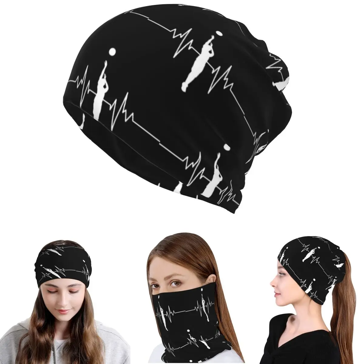 

Heartbeat Basketball Sports Bandana Neck Gaiter Mask Scarf Multifunction Balaclava Beanies Hat for Men Women Adult All Season