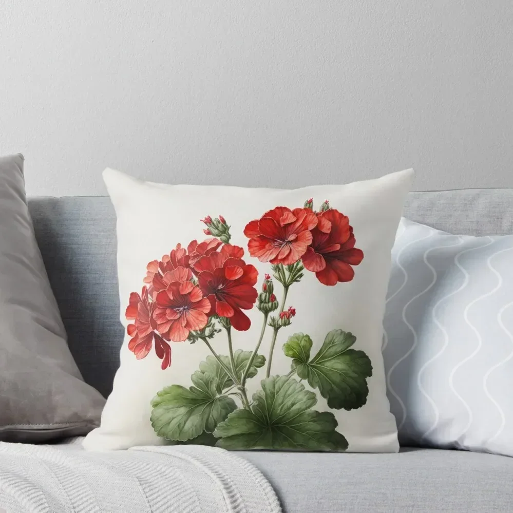 Red Geranium Flowers Throw Pillow luxury sofa pillows Decorative Cushion Bed pillowcases pillow