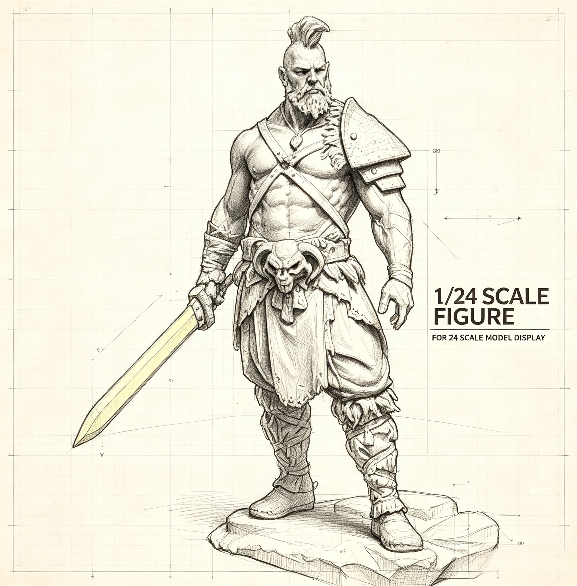 Die Cast Resin Model Kit 1/24 Resin Model Statue, (Savage Warrior) Uncolored Modified Parts, DIY Model Props