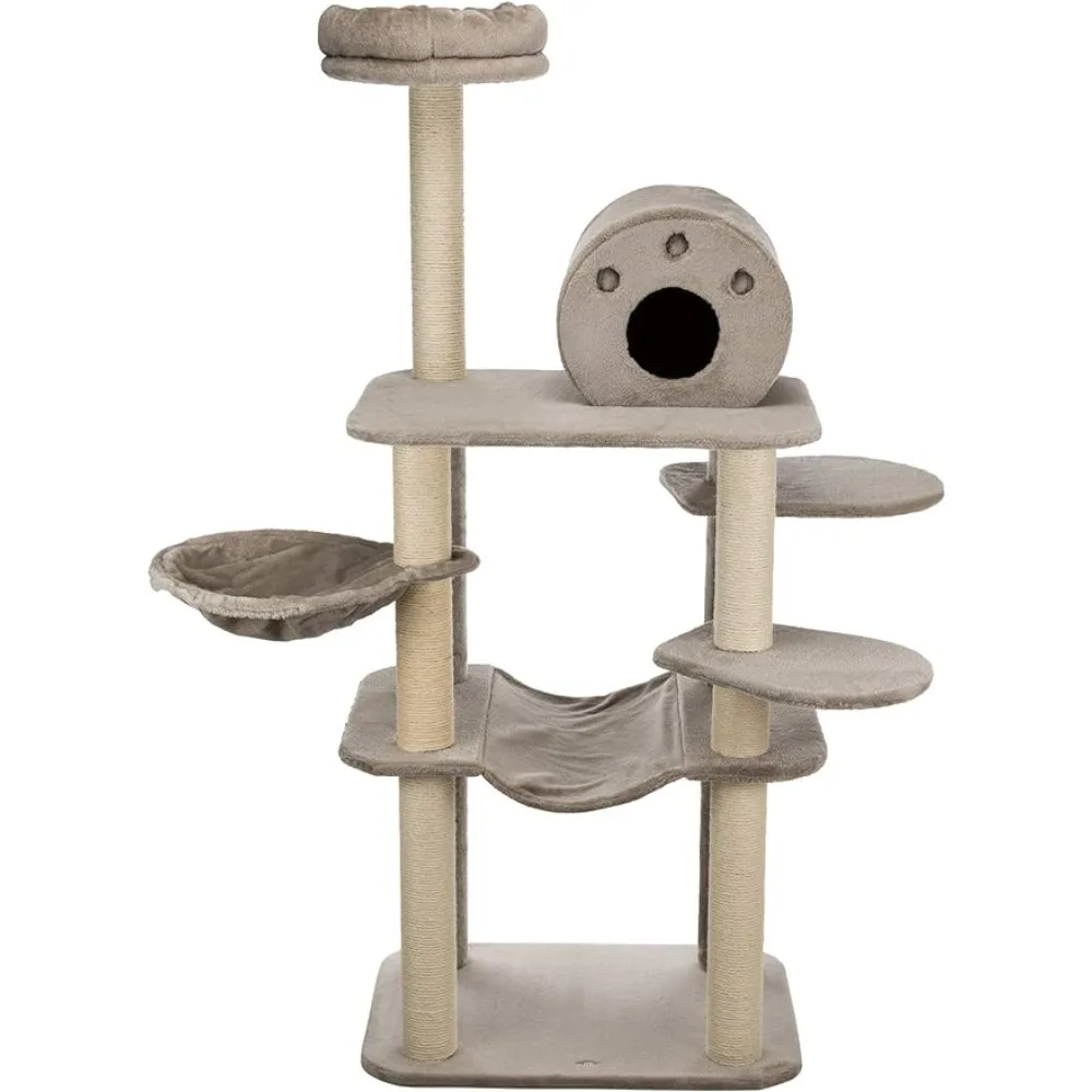 

Cat Tree With Plush Apartment Scratchers for Cats Scratcher 55 Inch Cat Tower Jute Scratching Post Hammock and Platform Toy All