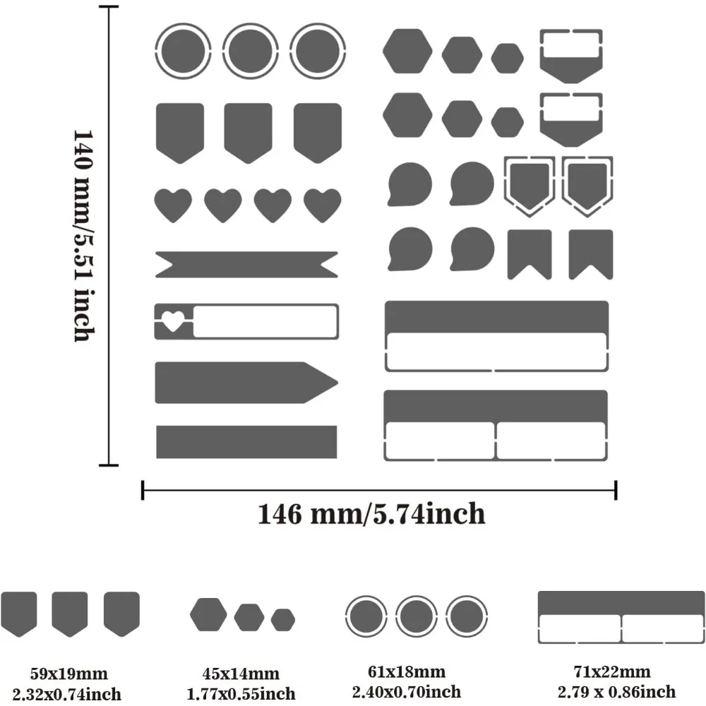 6x6inch Diary Elements Stainless Steel Stencils Template, Hearts Geometric Patterns Metal Stencil Template Tool for Wood Burning