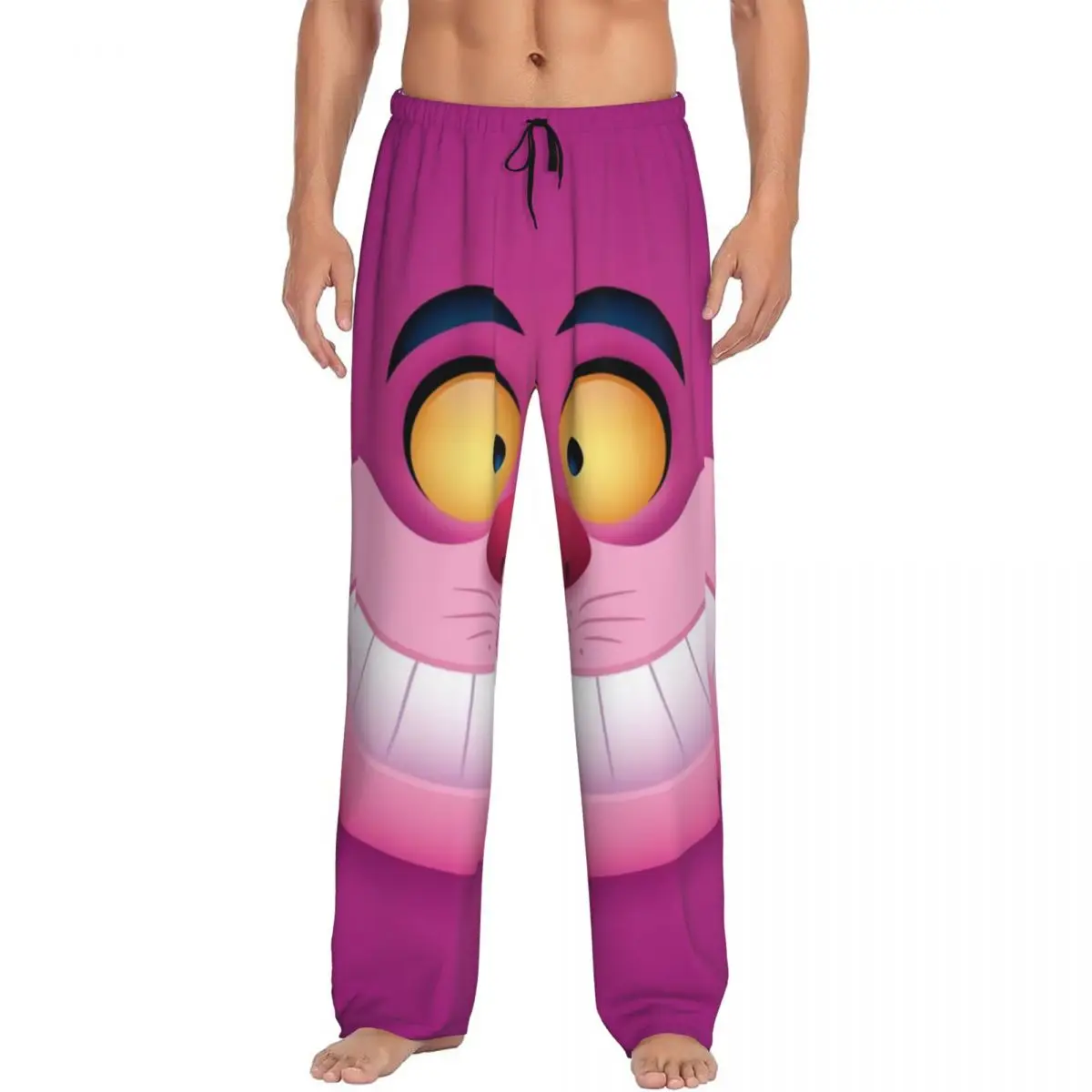 

Custom Alice In Wonderland Cheshire Cat Pajama Pants Men Lounge Sleep Drawstring Sleepwear Bottoms with Pockets