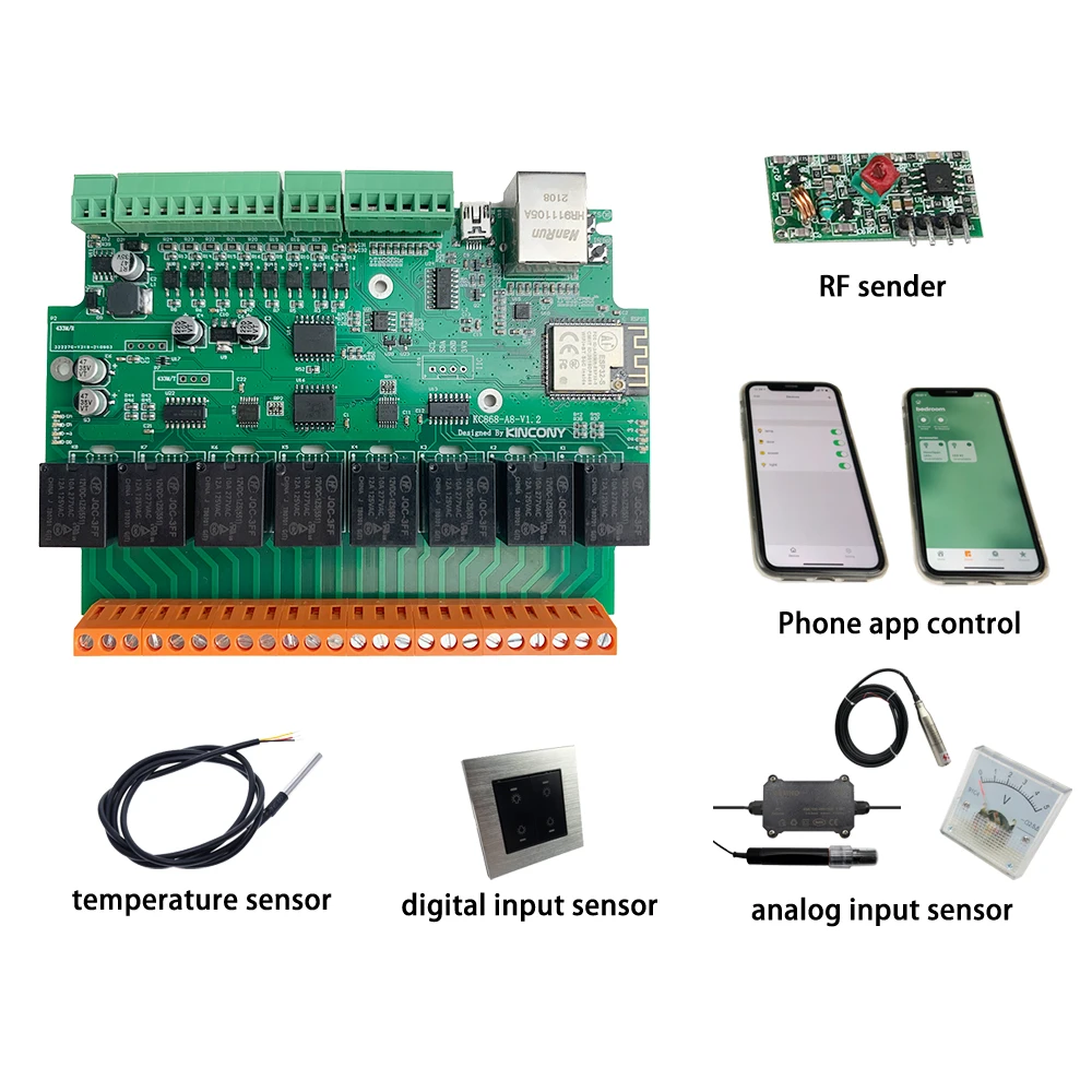 KC868-A8S ESP32 Relay Switch Development Board MQTT HTTP ESPhome Home Assistant Tasmota RJ45/WiFi Arduino Automation Module GSM